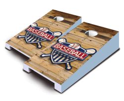 "Baseball Championship Badge" Tabletop Cornhole Set